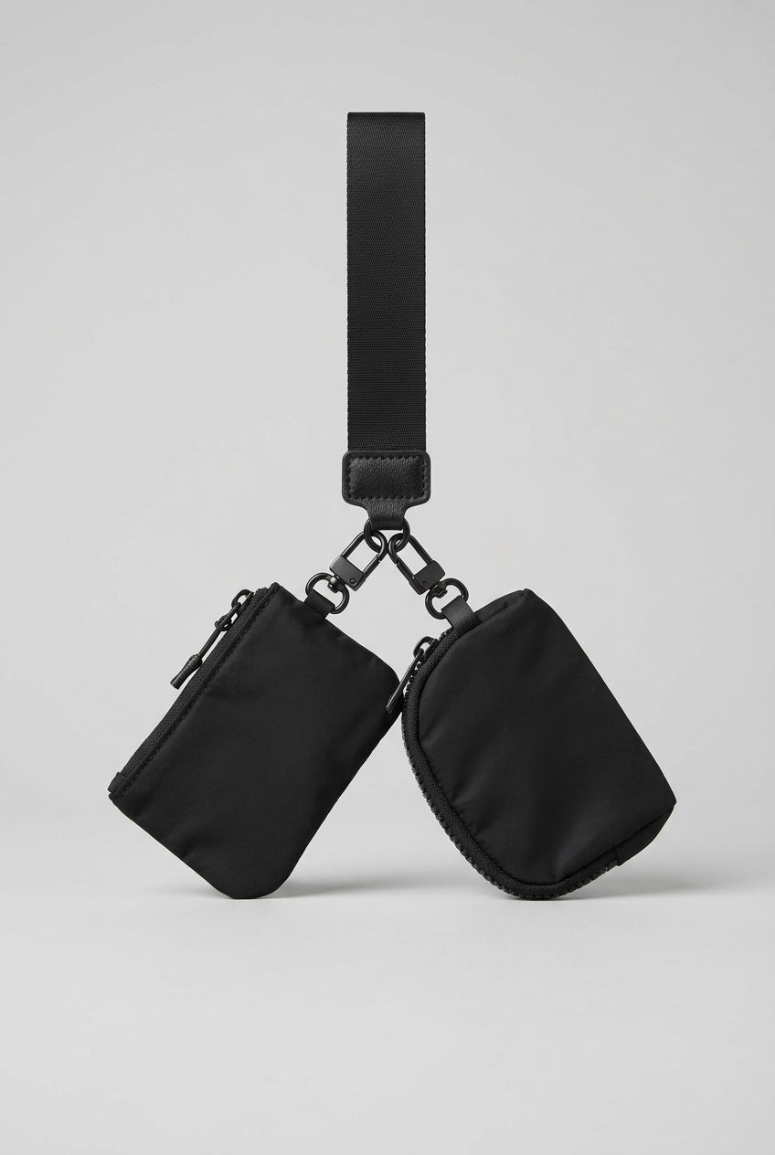 Black double purse wristlet