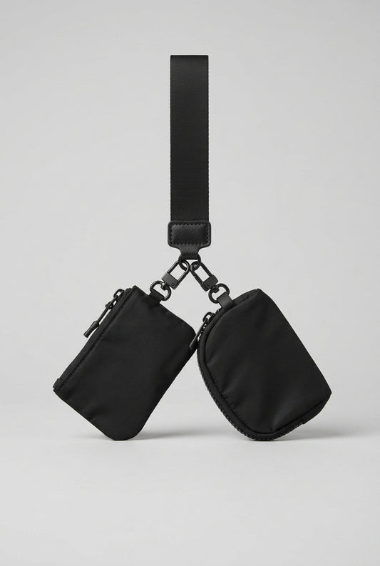Black double purse wristlet