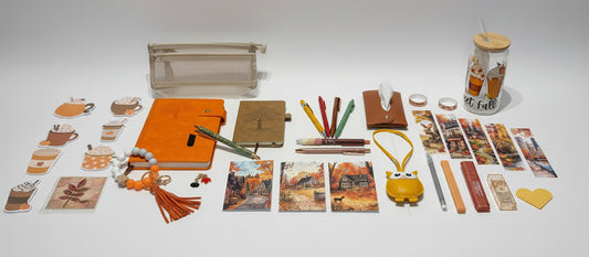 fall inspired stationary bundle with notebook, pens, cup